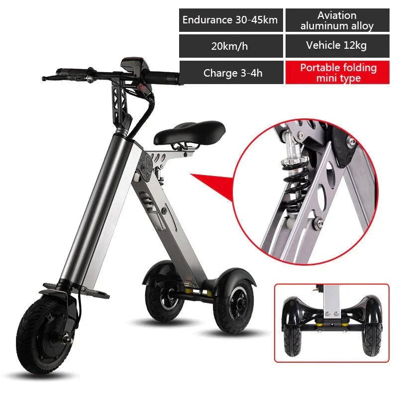 K7S Mini Foldable 3 - Wheel Electric Scooter – 250W, 36V 7.8Ah Battery, 3 - Speed, Reverse, 15 MPH, Teens & Adults - GiftMira