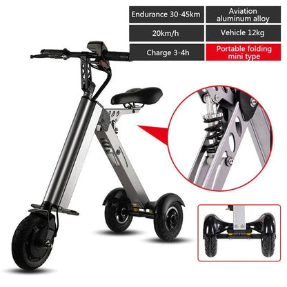K7S Mini Foldable 3 - Wheel Electric Scooter – 250W, 36V 7.8Ah Battery, 3 - Speed, Reverse, 15 MPH, Teens & Adults - GiftMira