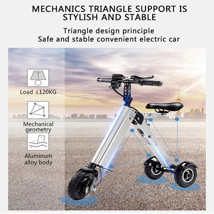 K7S Mini Foldable 3 - Wheel Electric Scooter – 250W, 36V 7.8Ah Battery, 3 - Speed, Reverse, 15 MPH, Teens & Adults - GiftMira