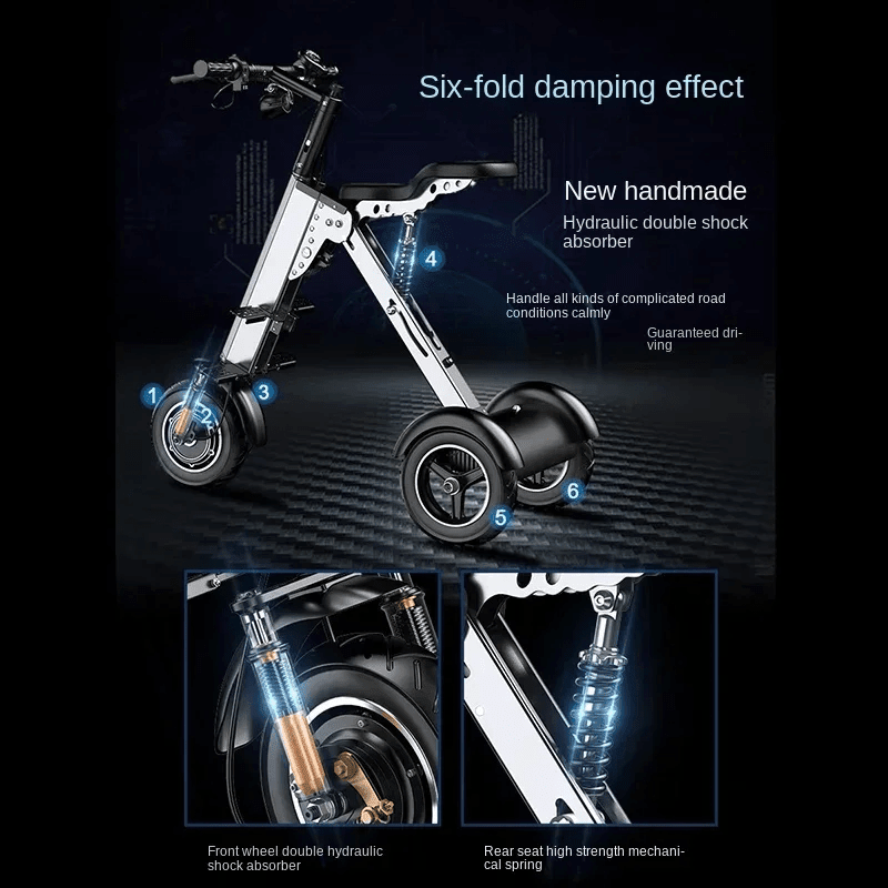 K7S Mini Foldable 3 - Wheel Electric Scooter – 250W, 36V 7.8Ah Battery, 3 - Speed, Reverse, 15 MPH, Teens & Adults - GiftMira