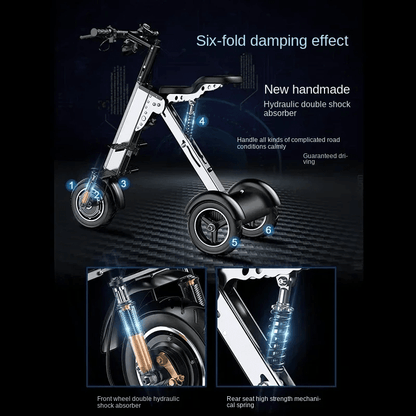 K7S Mini Foldable 3 - Wheel Electric Scooter – 250W, 36V 7.8Ah Battery, 3 - Speed, Reverse, 15 MPH, Teens & Adults - GiftMira