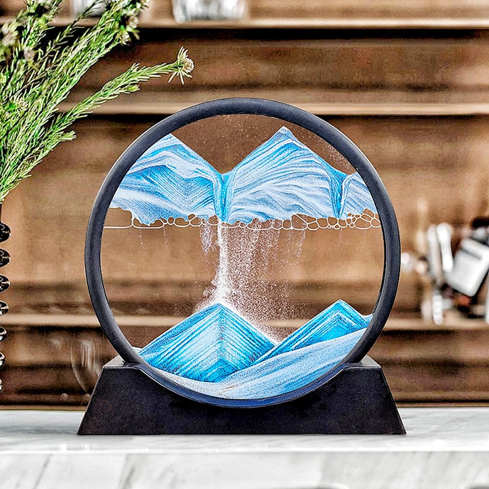 Kinetic Moving Sand Art Picture | Liquid Motion Glass Frame Desktop Decor - GiftMira