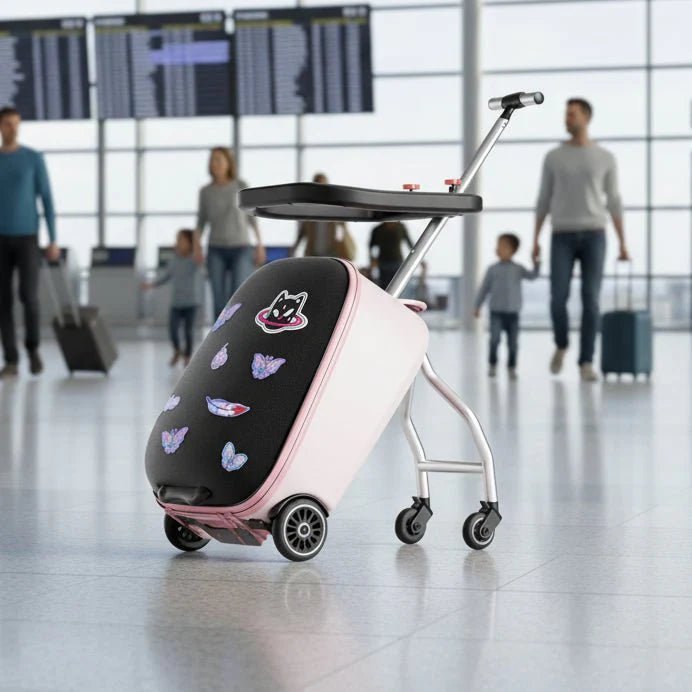 KO - KU Kid’s Multifunctional Detachable Suitcase & Stroller – 20 - Inch Ride - On Travel Luggage with Guardrail - GiftMira