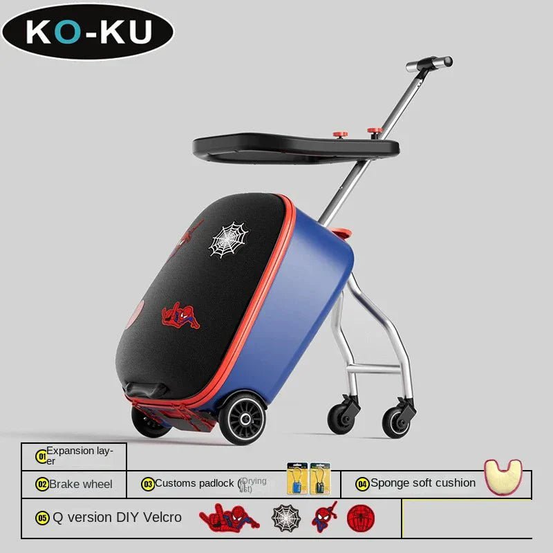 KO - KU Kid’s Multifunctional Detachable Suitcase & Stroller – 20 - Inch Ride - On Travel Luggage with Guardrail - GiftMira