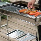 Large Stainless Steel Charcoal BBQ Grill Portable Folding Barbecue Cooker Outdoor Picnic Barbeque - GiftMira