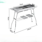 Large Stainless Steel Charcoal BBQ Grill Portable Folding Barbecue Cooker Outdoor Picnic Barbeque - GiftMira
