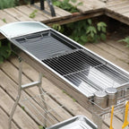Large Stainless Steel Charcoal BBQ Grill Portable Folding Barbecue Cooker Outdoor Picnic Barbeque - GiftMira
