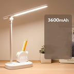 LED Desk Lamp with Pen Holder & Digital Clock, USB Charging Eye Protection Table Lamp for Bedroom Bedside Study Light - GiftMira