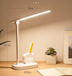 LED Desk Lamp with Pen Holder & Digital Clock, USB Charging Eye Protection Table Lamp for Bedroom Bedside Study Light - GiftMira