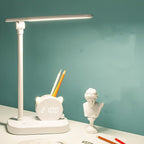 LED Desk Lamp with Pen Holder & Digital Clock, USB Charging Eye Protection Table Lamp for Bedroom Bedside Study Light - GiftMira