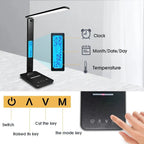 LED Desk Lamp with Wireless Charging – 10W Qi Fast Charge Dimmable Touch Control USB Port Clock - GiftMira