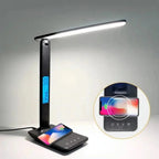 LED Desk Lamp with Wireless Charging – 10W Qi Fast Charge Dimmable Touch Control USB Port Clock - GiftMira