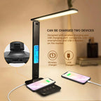 LED Desk Lamp with Wireless Charging – 10W Qi Fast Charge Dimmable Touch Control USB Port Clock - GiftMira
