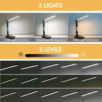 LED Desk Lamp with Wireless Charging – 10W Qi Fast Charge Dimmable Touch Control USB Port Clock - GiftMira