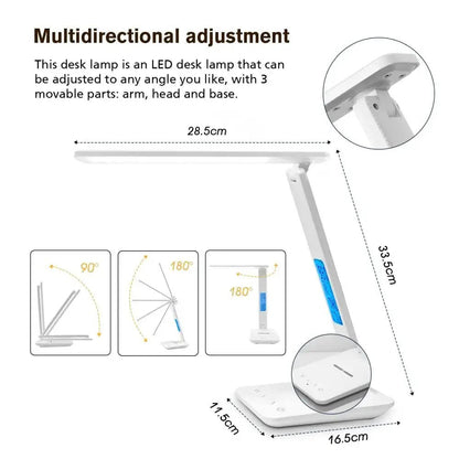 LED Desk Lamp with Wireless Charging – 10W Qi Fast Charge Dimmable Touch Control USB Port Clock - GiftMira