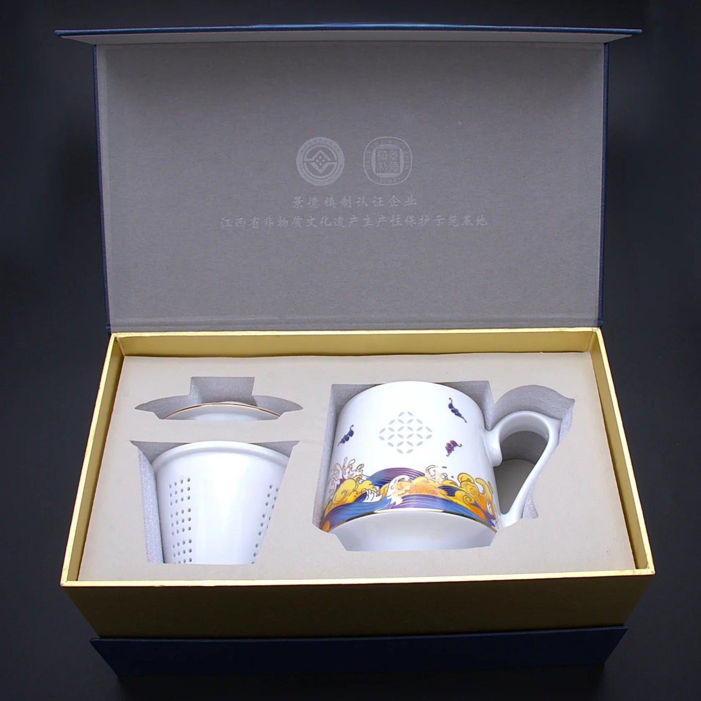 LIANHUA POTTERY Handcrafted Linglong Porcelain Mug with Tea Strainer - GiftMira