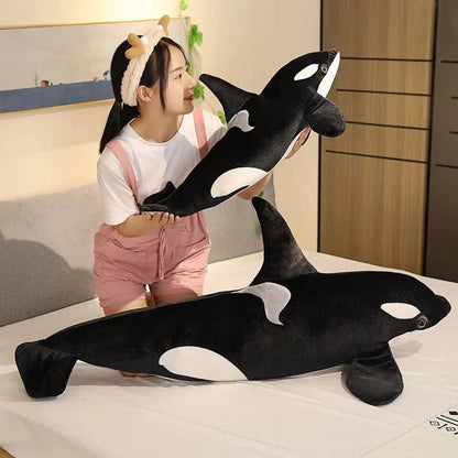 Lifelike Orcinus Orca Black Whale Plush Toy - GiftMira