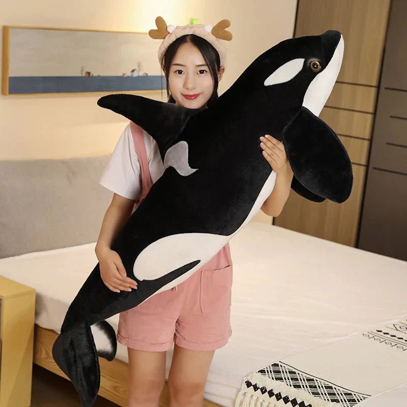 Lifelike Orcinus Orca Black Whale Plush Toy - GiftMira