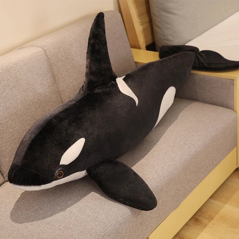 Lifelike Orcinus Orca Black Whale Plush Toy - GiftMira