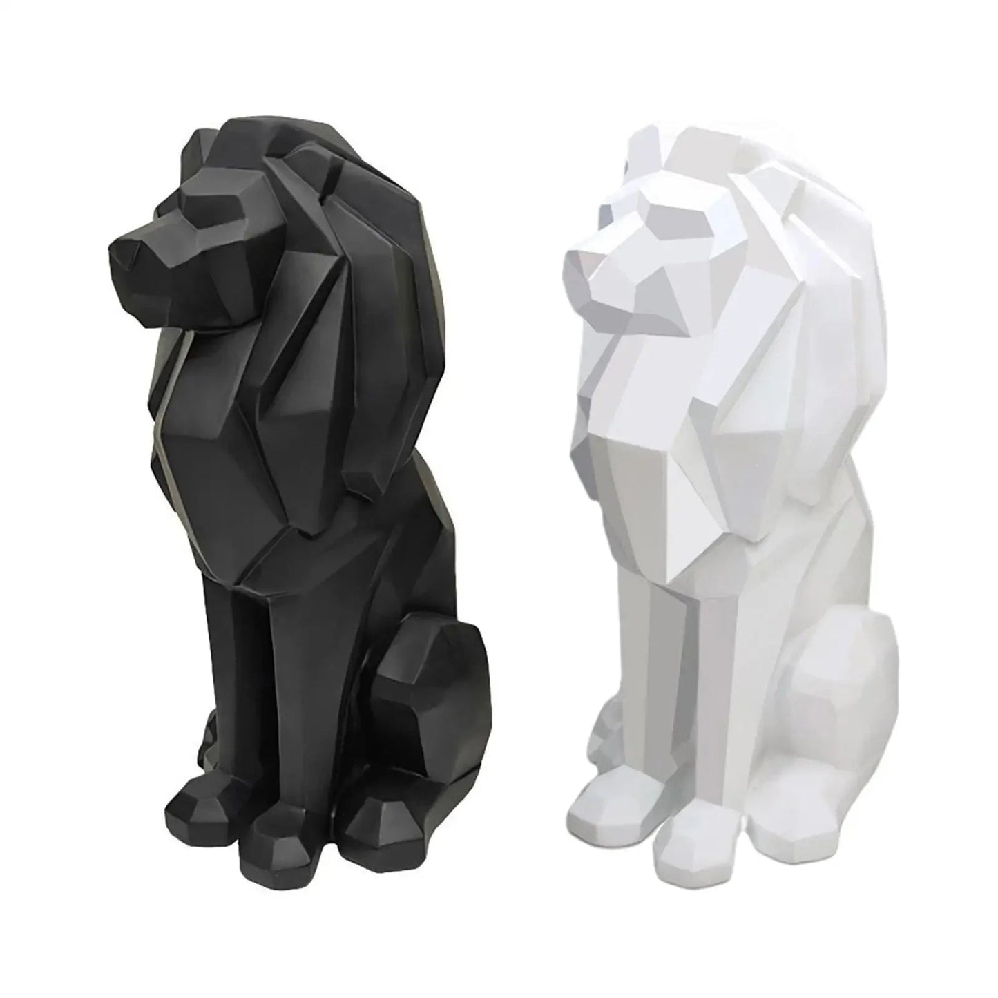 Lion Figurine Nordic Style Animal Sculpture Resin Lion Statue Home Office Garden Decor Gift - GiftMira