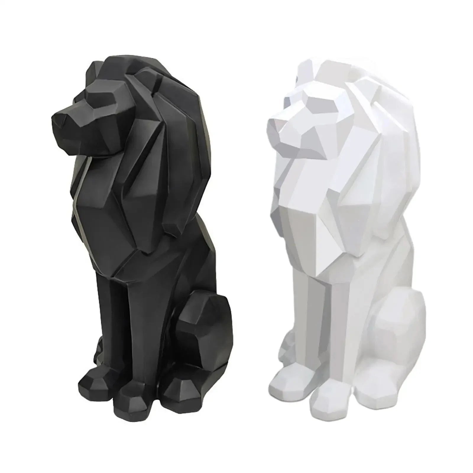Lion Figurine Nordic Style Animal Sculpture Resin Lion Statue Home Office Garden Decor Gift - GiftMira
