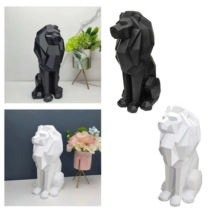Lion Figurine Nordic Style Animal Sculpture Resin Lion Statue Home Office Garden Decor Gift - GiftMira