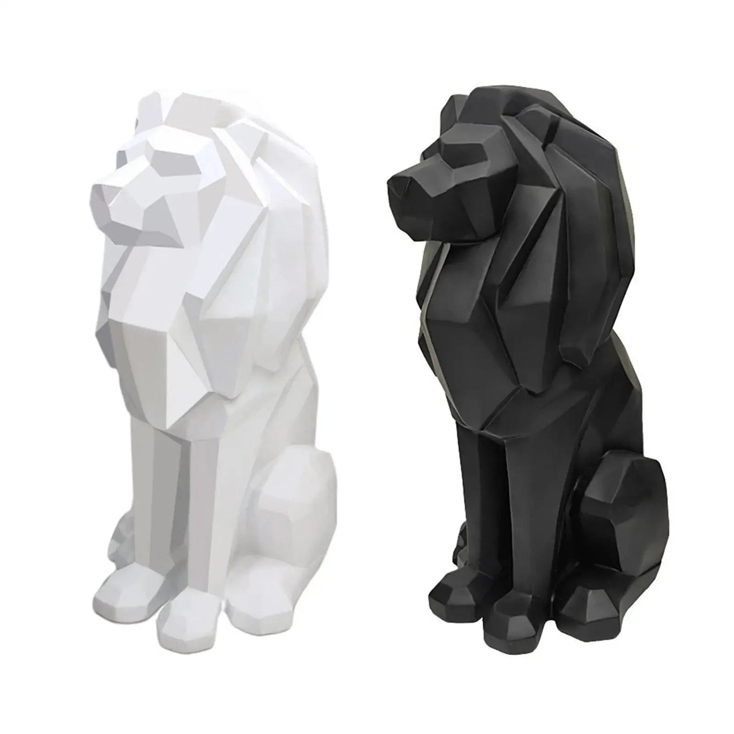 Lion Figurine Nordic Style Animal Sculpture Resin Lion Statue Home Office Garden Decor Gift - GiftMira