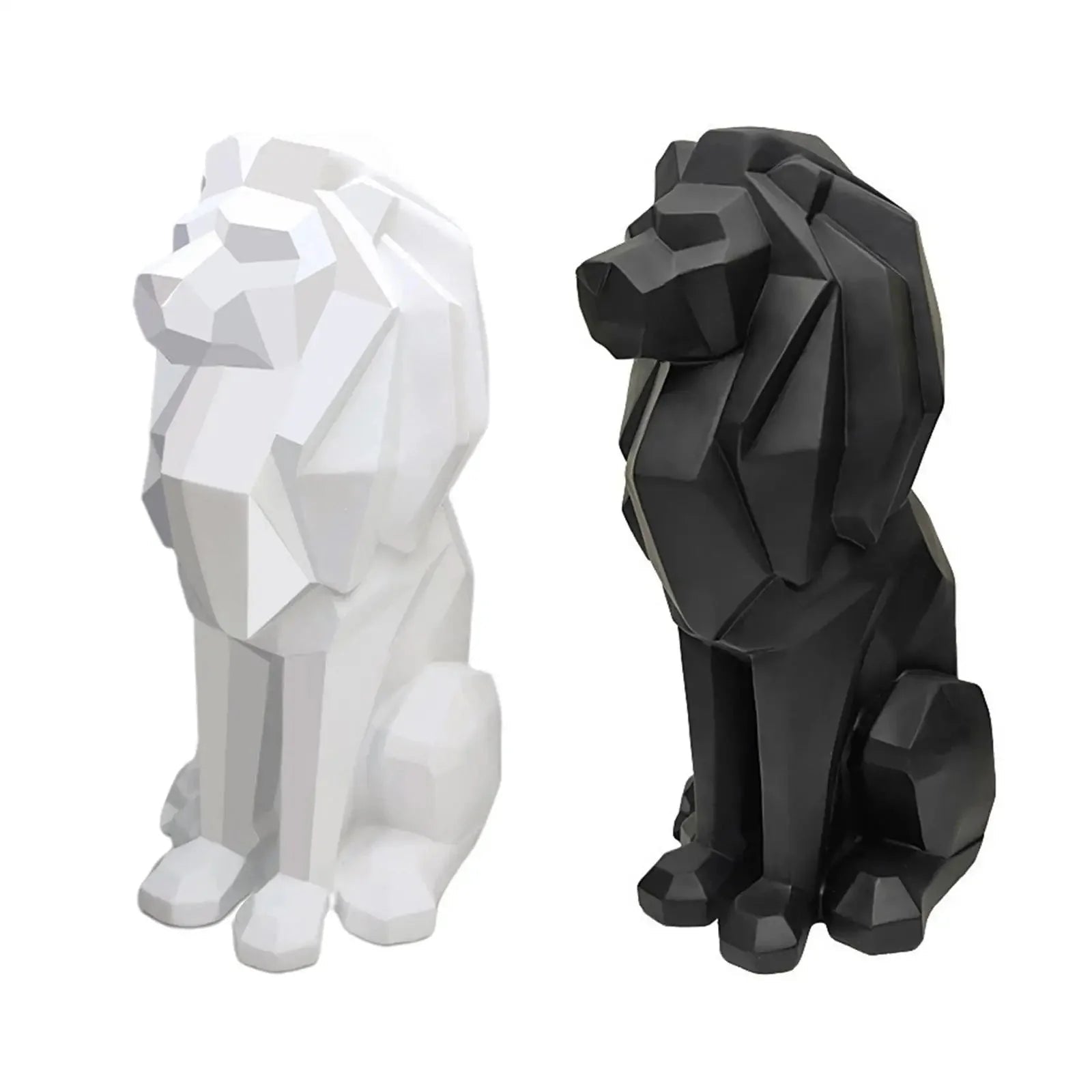 Lion Figurine Nordic Style Animal Sculpture Resin Lion Statue Home Office Garden Decor Gift - GiftMira