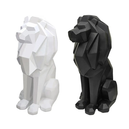 Lion Figurine Nordic Style Animal Sculpture Resin Lion Statue Home Office Garden Decor Gift - GiftMira