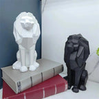 Lion Figurine Nordic Style Animal Sculpture Resin Lion Statue Home Office Garden Decor Gift - GiftMira