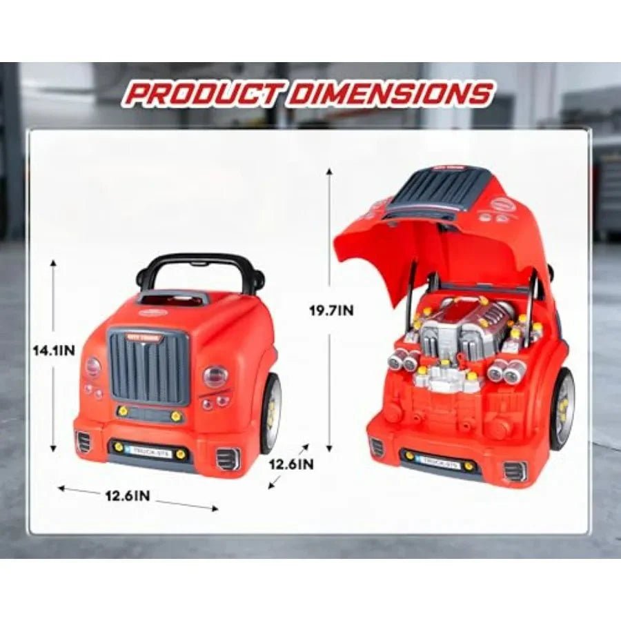 Little Mechanic: 61 - Piece Kids Truck Engine Toy Set, Educational Car Maintenance Play for Ages 3 - 5 Years| Educational STEM Workshop - GiftMira