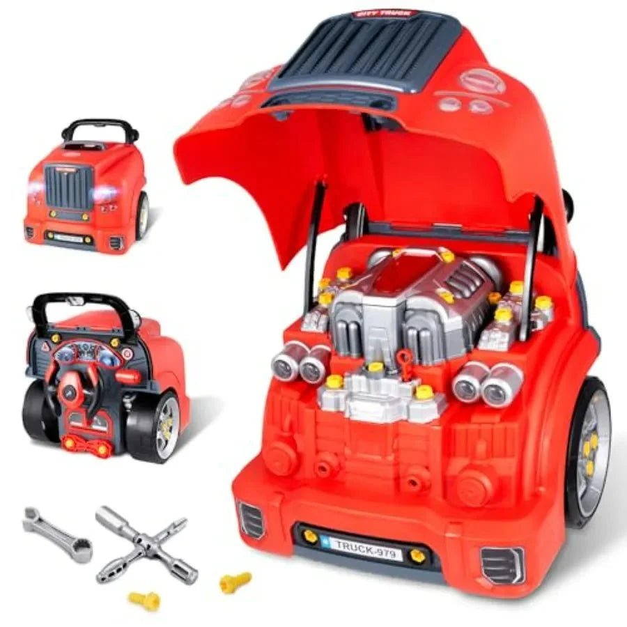 Little Mechanic: 61 - Piece Kids Truck Engine Toy Set, Educational Car Maintenance Play for Ages 3 - 5 Years| Educational STEM Workshop - GiftMira