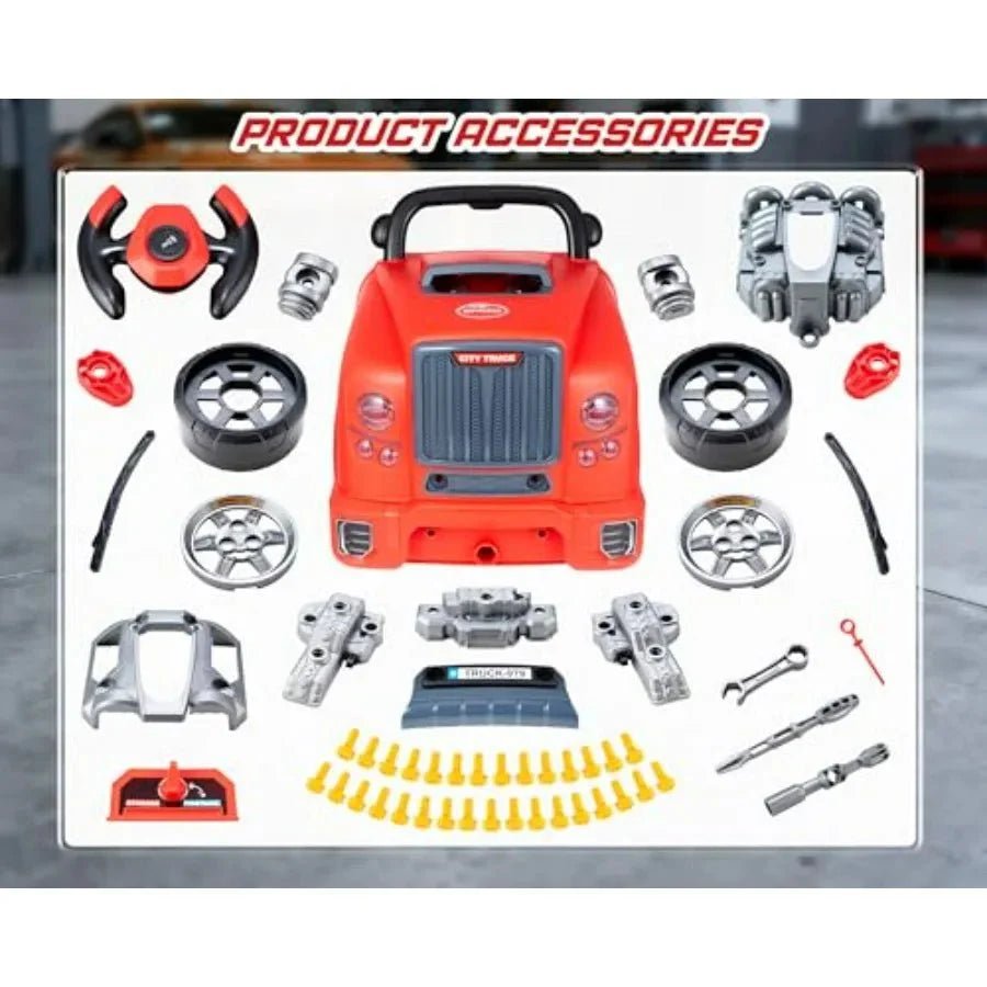 Little Mechanic: 61 - Piece Kids Truck Engine Toy Set, Educational Car Maintenance Play for Ages 3 - 5 Years| Educational STEM Workshop - GiftMira