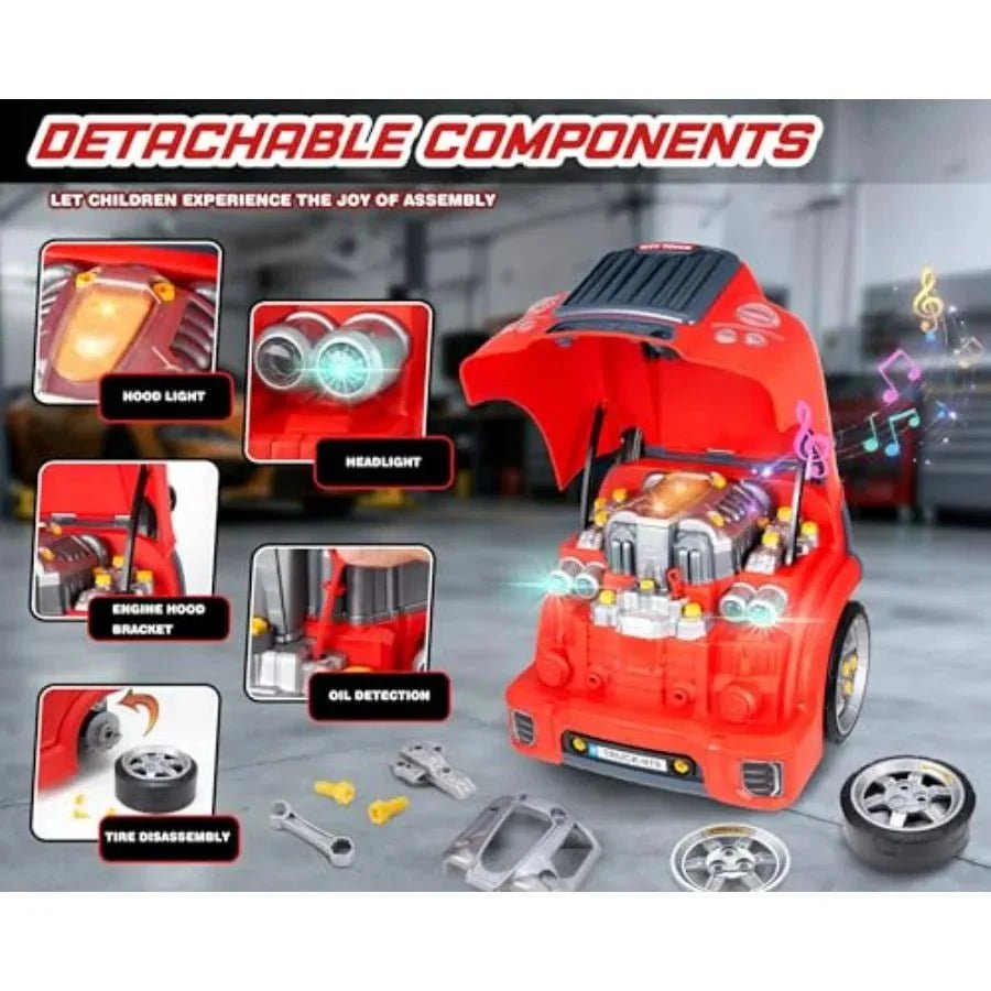 Little Mechanic: 61 - Piece Kids Truck Engine Toy Set, Educational Car Maintenance Play for Ages 3 - 5 Years| Educational STEM Workshop - GiftMira