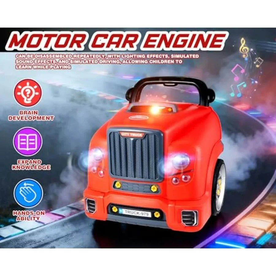 Little Mechanic: 61 - Piece Kids Truck Engine Toy Set, Educational Car Maintenance Play for Ages 3 - 5 Years| Educational STEM Workshop - GiftMira