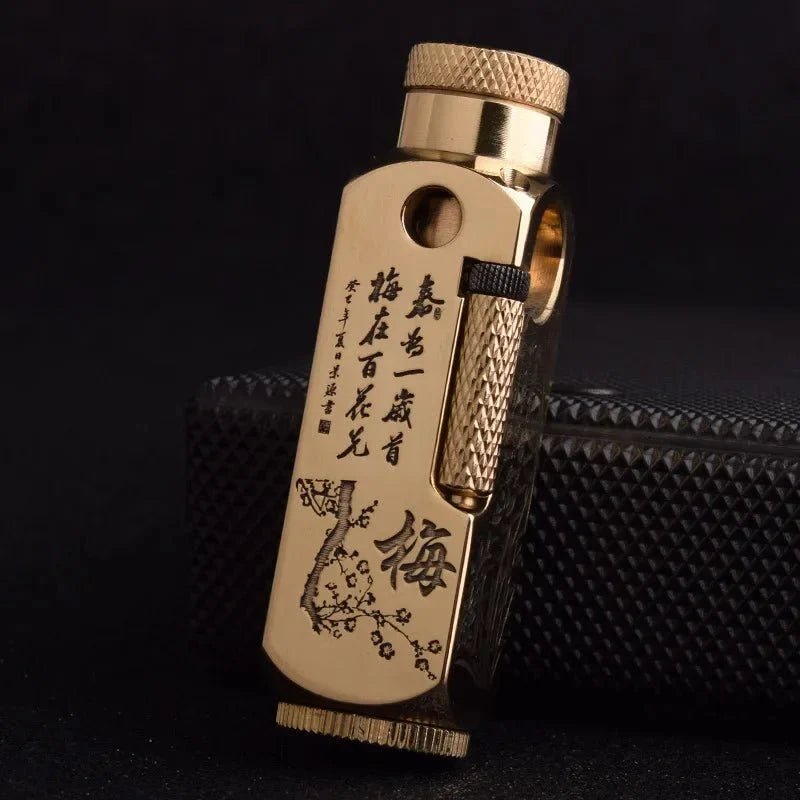 Luxury Far Eastern Brass Lighter – Premium Heavy - Duty Windproof Pocket Lighter - GiftMira