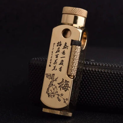 Luxury Far Eastern Brass Lighter – Premium Heavy - Duty Windproof Pocket Lighter - GiftMira