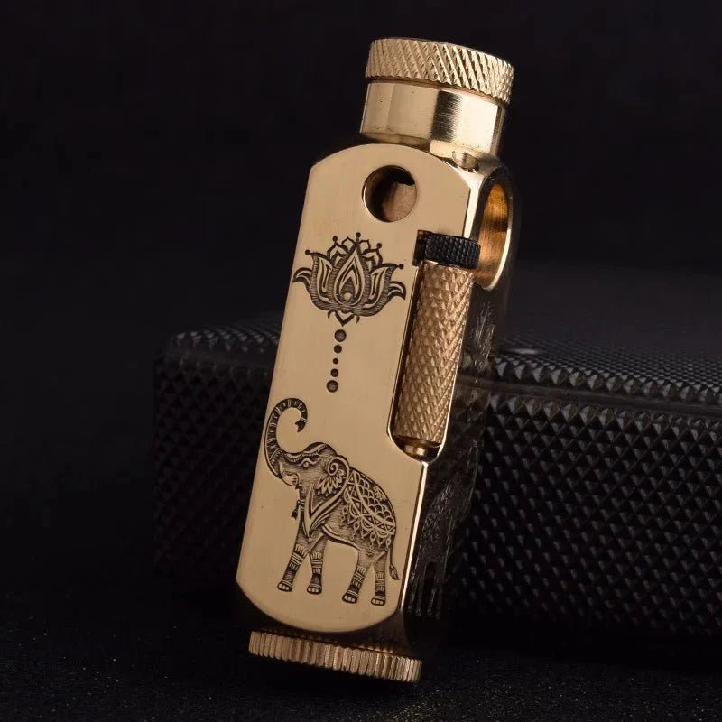 Luxury Far Eastern Brass Lighter – Premium Heavy - Duty Windproof Pocket Lighter - GiftMira