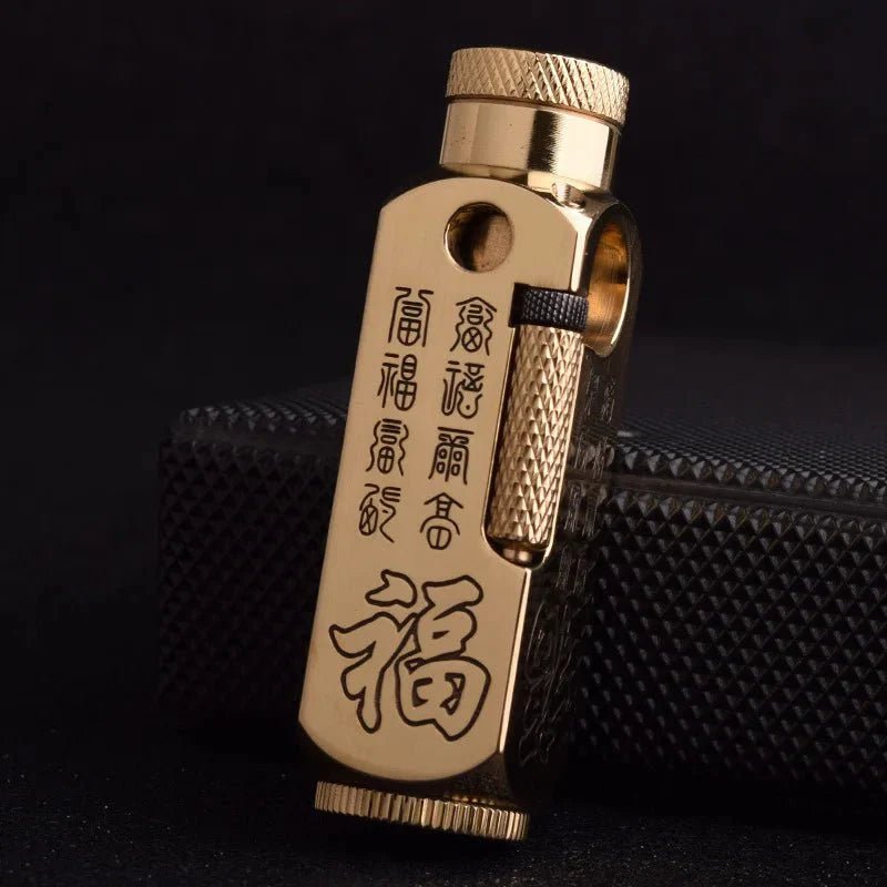 Luxury Far Eastern Brass Lighter – Premium Heavy - Duty Windproof Pocket Lighter - GiftMira