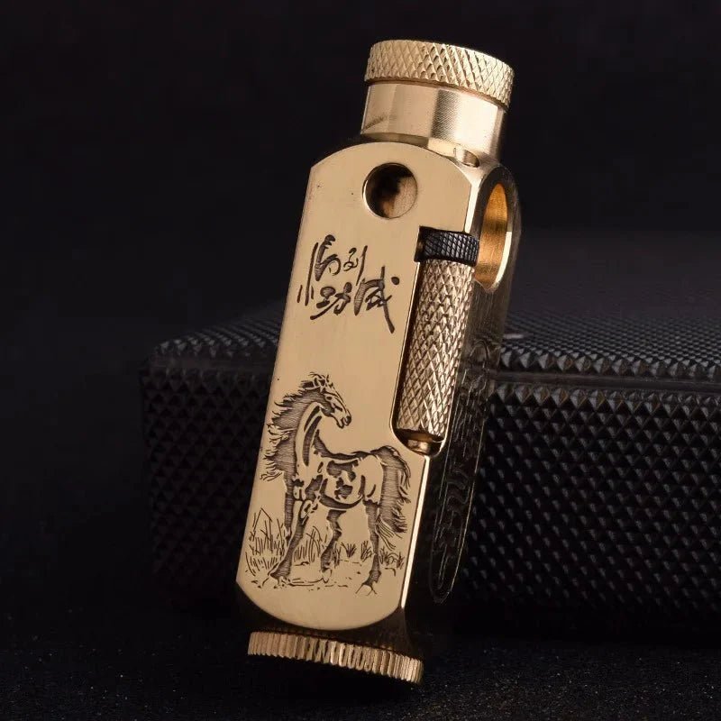 Luxury Far Eastern Brass Lighter – Premium Heavy - Duty Windproof Pocket Lighter - GiftMira