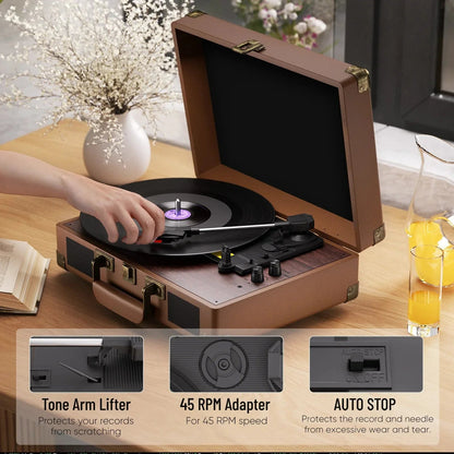 Maio Vintage Gramophone: Belt - Driven Turntable with Built - in Speakers - GiftMira