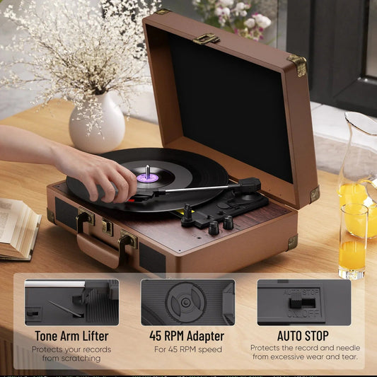 Maio Vintage Gramophone: Belt - Driven Turntable with Built - in Speakers - GiftMira