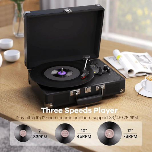 Maio Vintage Gramophone: Belt - Driven Turntable with Built - in Speakers - GiftMira