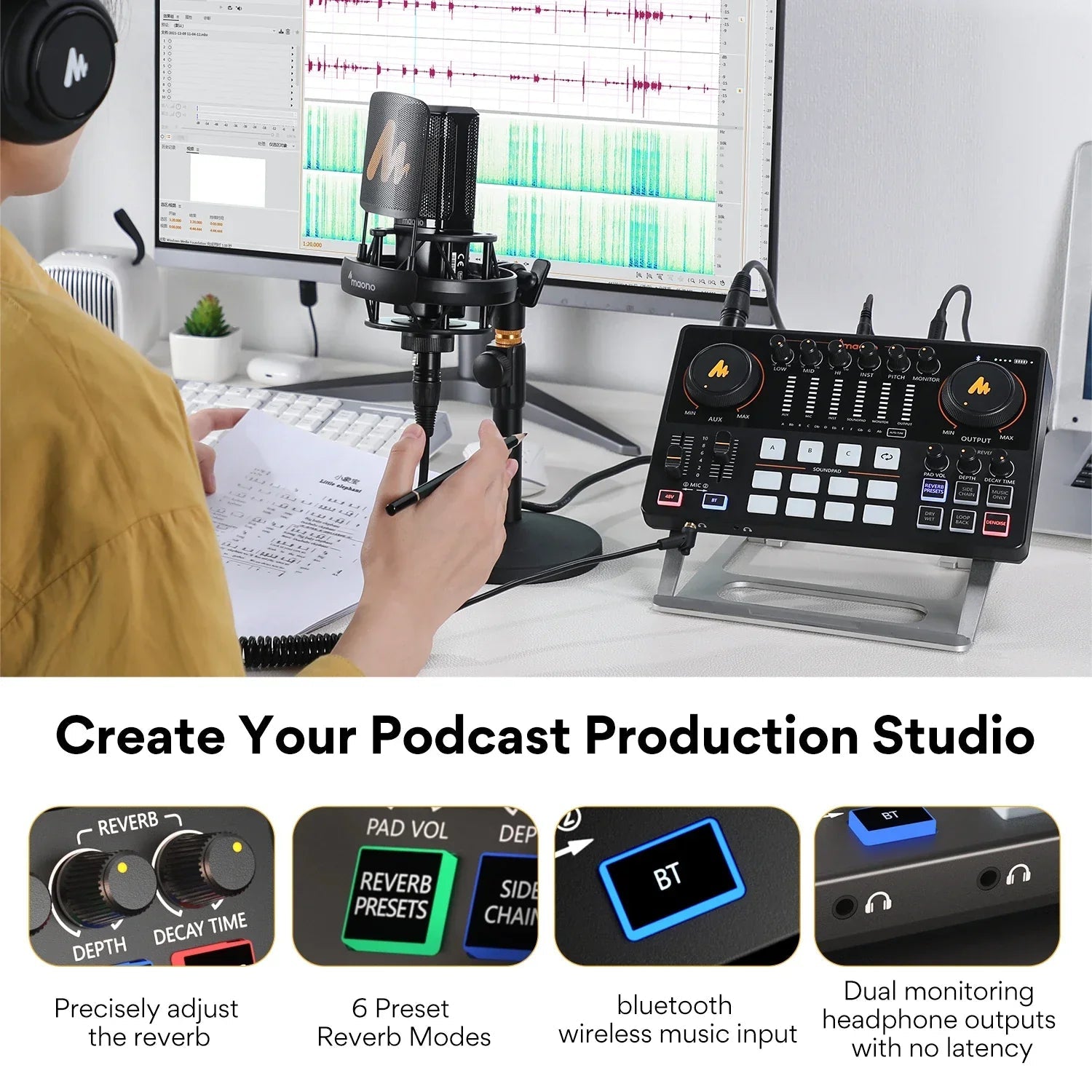 Maono Maonocaster AME2 Audio Interface Mixer - GiftMira