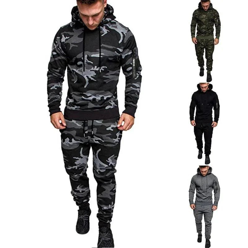 Mens Camouflage Tracksuit - Best 2 - Piece Sports Hoodie & Pants Set - GiftMira