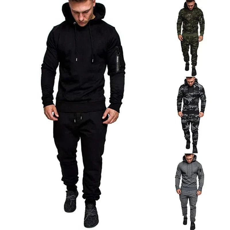Mens Camouflage Tracksuit - Best 2 - Piece Sports Hoodie & Pants Set - GiftMira