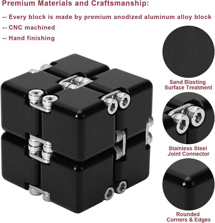 Metal Infinity Cube Fidget Toy – CNC Machined Aluminum Alloy Desk Toy for Focus & Stress, Adults & Kids - GiftMira