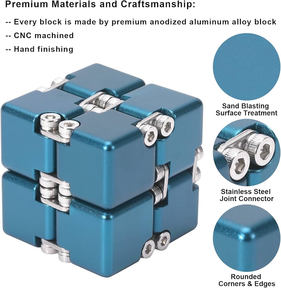 Metal Infinity Cube Fidget Toy – CNC Machined Aluminum Alloy Desk Toy for Focus & Stress, Adults & Kids - GiftMira