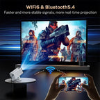 Mini Portable Projector 1080P WiFi Bluetooth, Outdoor Movie Projector Auto Keystone, 180° Rotation - GiftMira