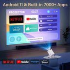 Mini Portable Projector 1080P WiFi Bluetooth, Outdoor Movie Projector Auto Keystone, 180° Rotation - GiftMira
